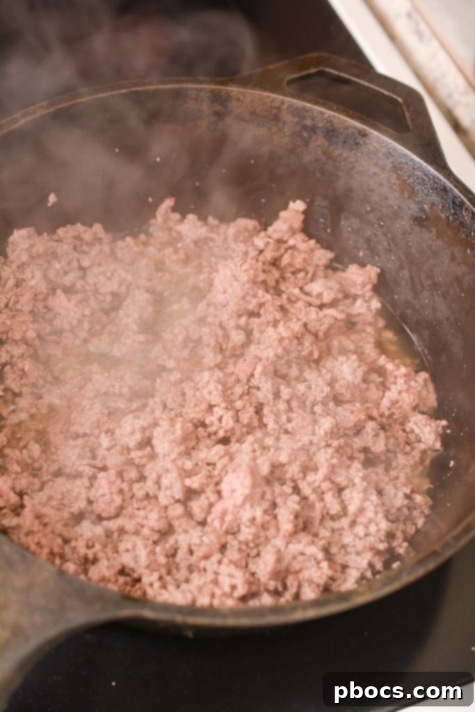 Browning the Ground Beef in a Skillet