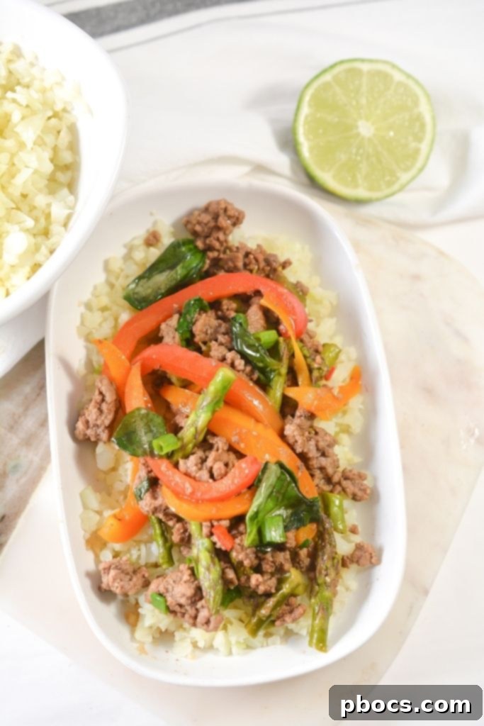 Keto Thai Basil Beef In A Bowl