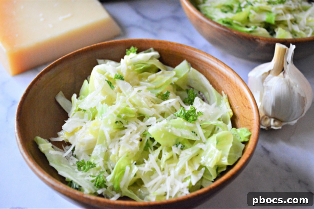 Close-up of freshly cooked Garlic Butter Cabbage Stir Fry