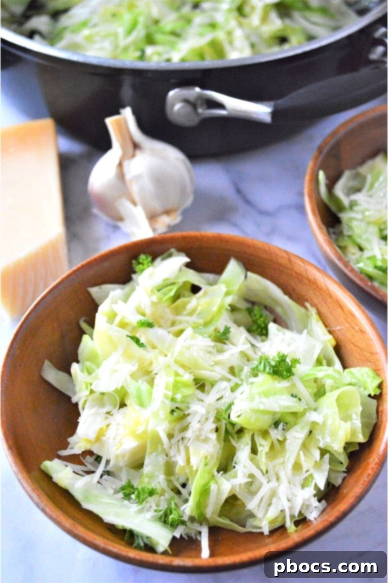 Another view of Garlic Butter Cabbage Stir Fry
