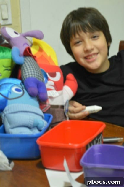 Craft Your Emotion Plush Storyboard 11 Close-up of emotion label on a bin