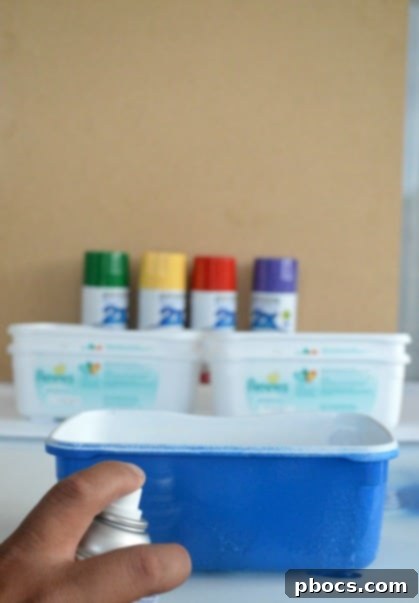 Craft Your Emotion Plush Storyboard 7 Spray painting bins in emotion colors