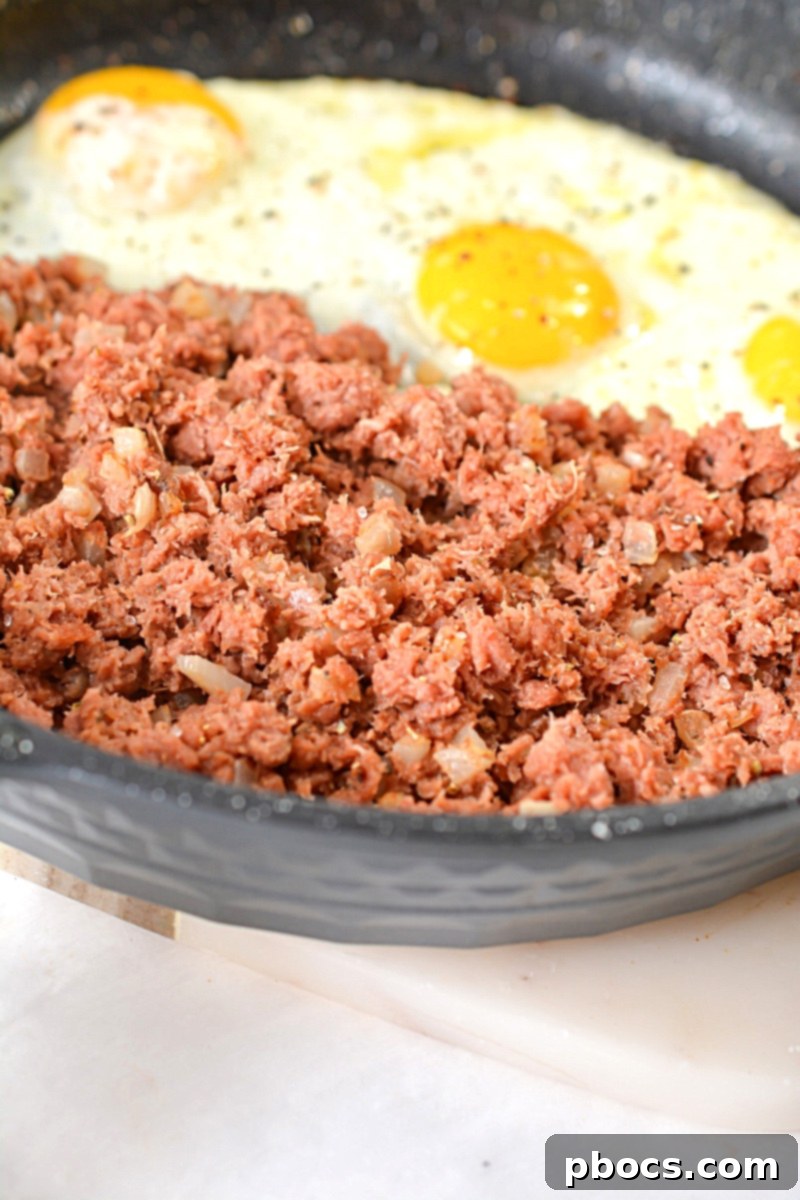 Savory Keto Corned Beef Hash with Crisp Radishes 4 Frying Radishes and Onions for Keto Corned Beef Hash