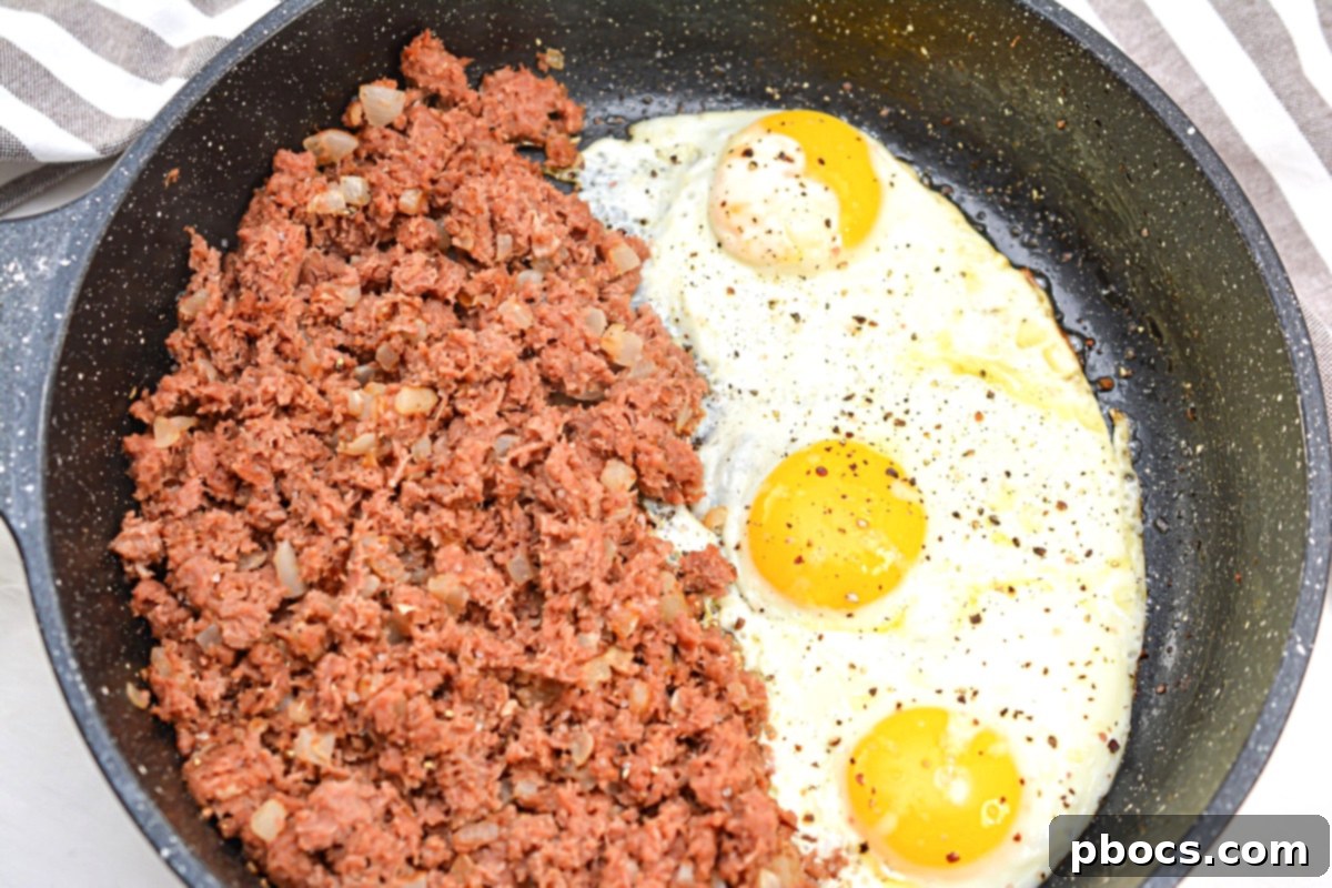 Savory Keto Corned Beef Hash with Crisp Radishes 5 Keto Corned Beef Hash with Fried Eggs