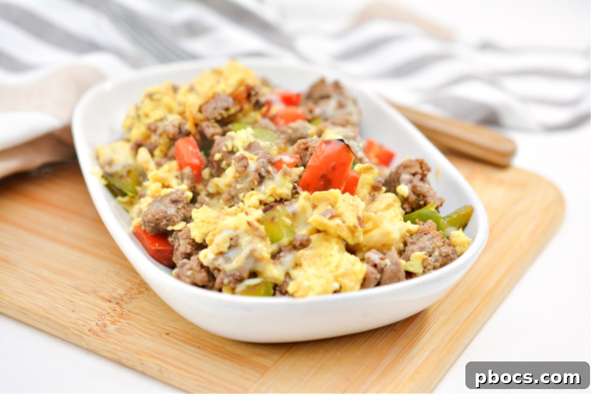 Sizzling Keto Skillet Morning 7 Keto Breakfast Skillet in a pan with cheese