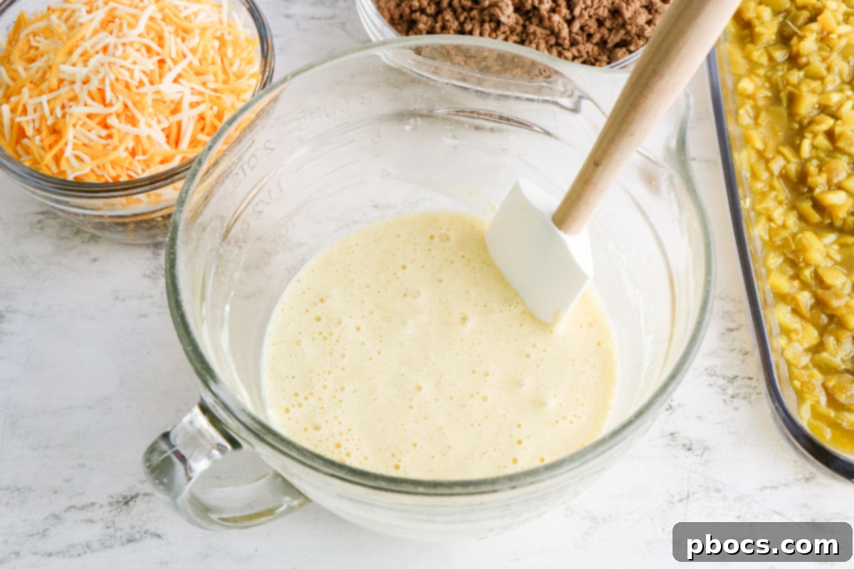 Step 3: Mix cream cheese, eggs, and seasonings.
