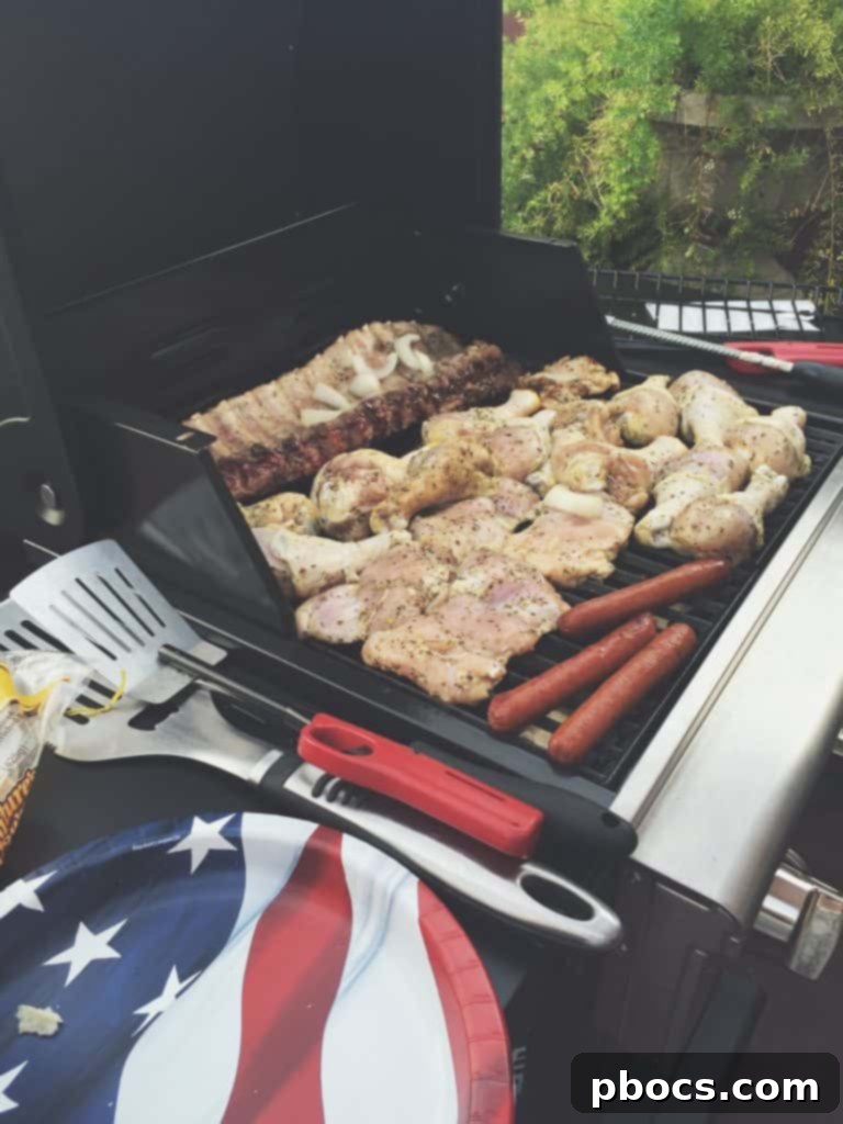 Another heartwarming image of family members enjoying each other's company at a Fourth of July backyard party.