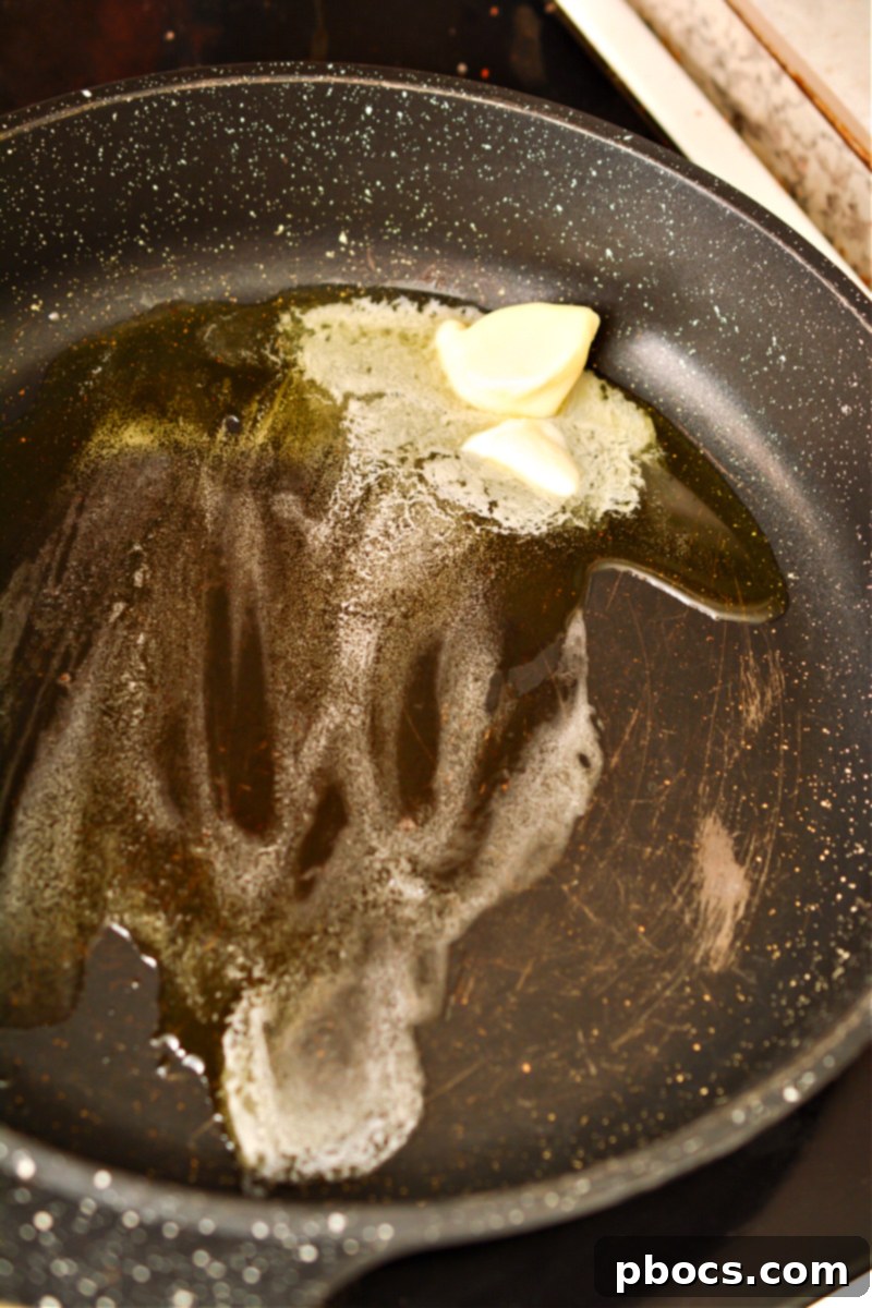 Effortless Keto Shrimp Scampi 10 Heating oil and butter for Keto Shrimp Scampi