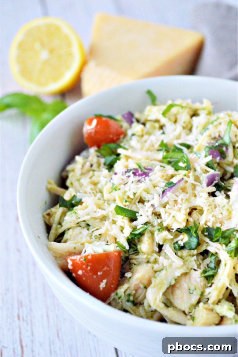 Mediterranean Low Carb Pesto Chicken Salad 2 Delicious Low Carb Pesto Chicken Salad with fresh ingredients