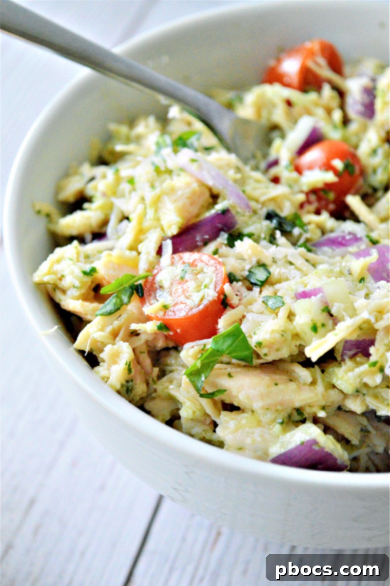 Mediterranean Low Carb Pesto Chicken Salad 9 Low Carb Pesto Chicken Salad with suggested toppings and variations