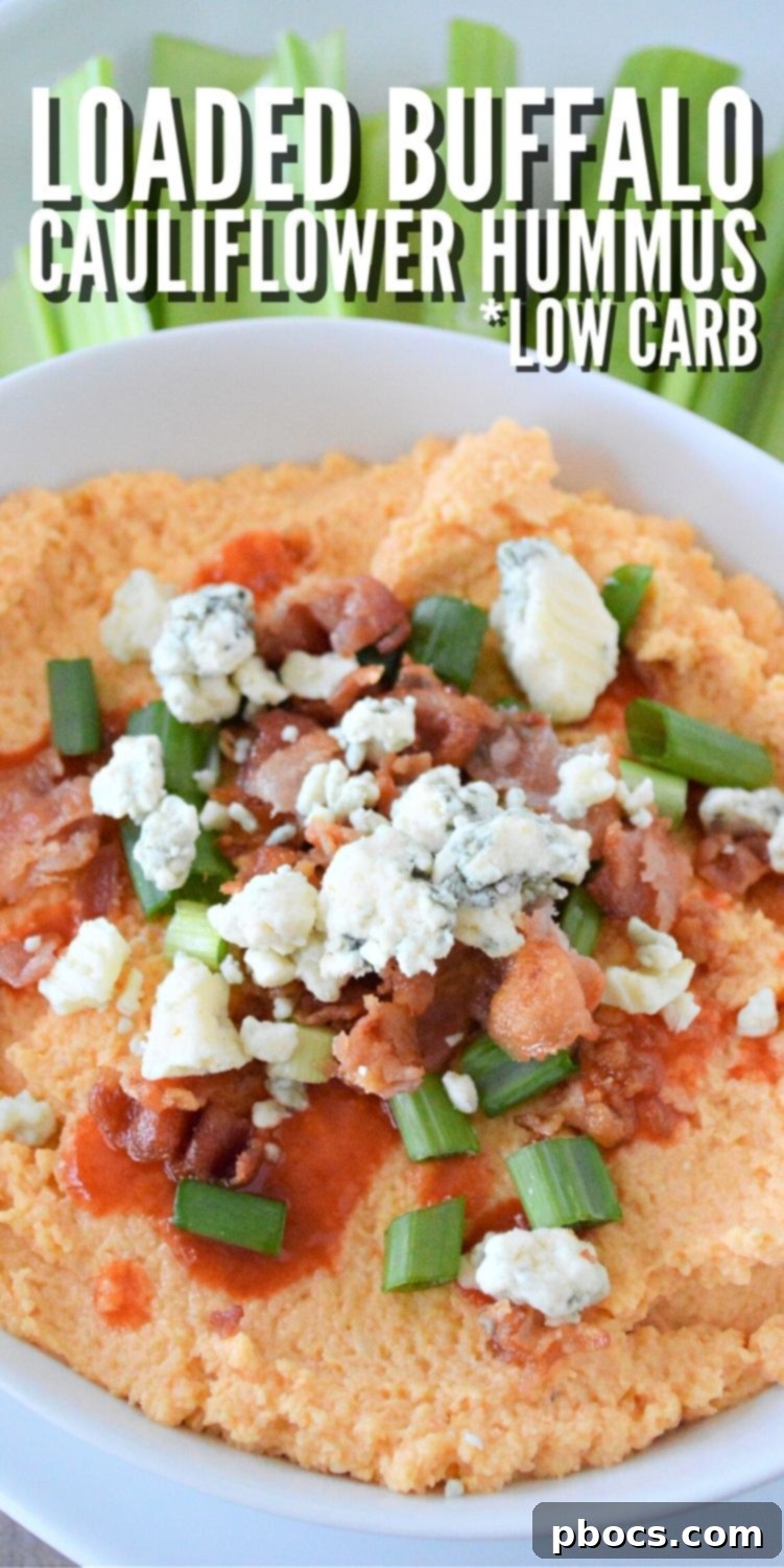 Low-Carb Buffalo Cauliflower Hummus for Pinterest