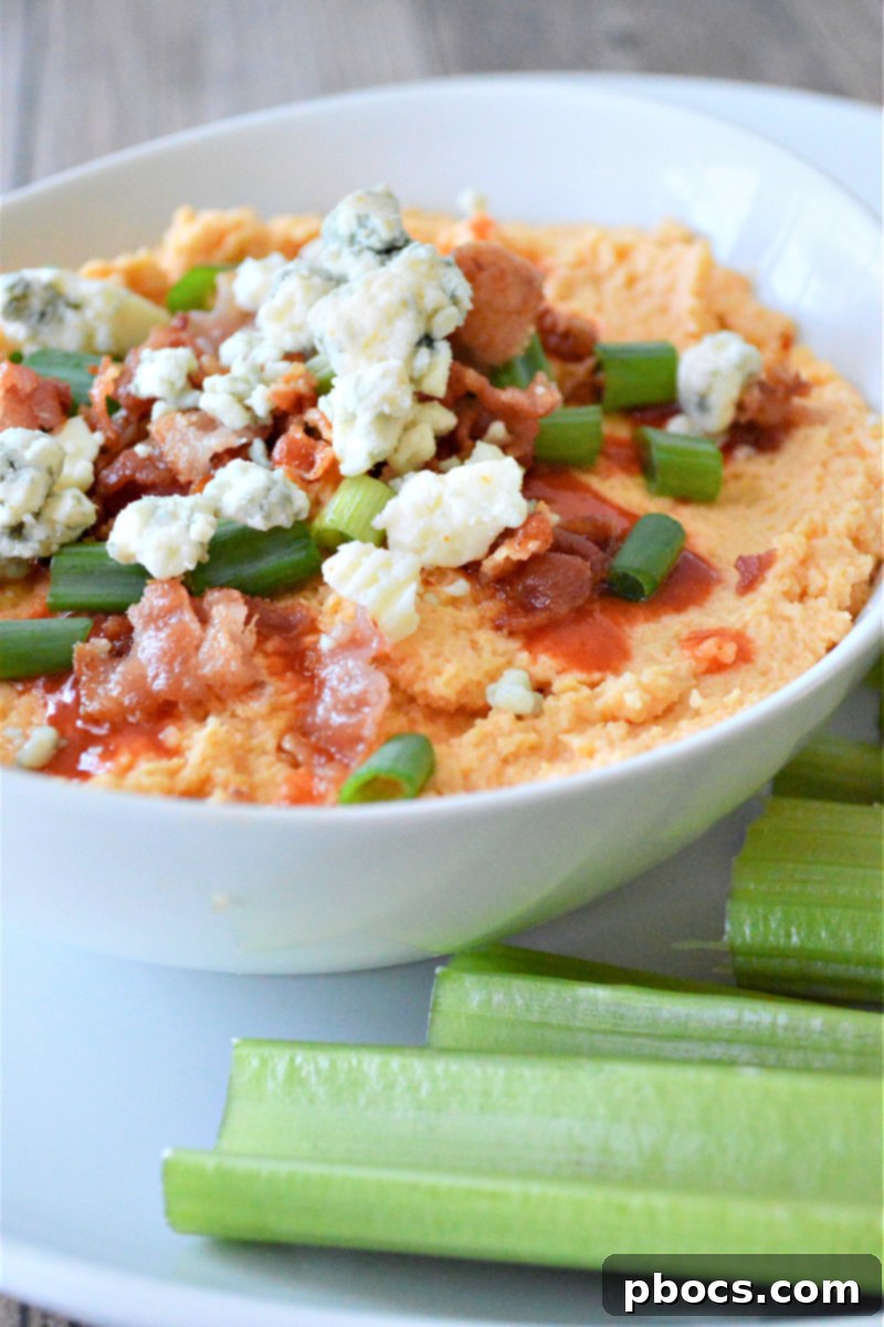 Close-up of Ingredients for Buffalo Cauliflower Hummus