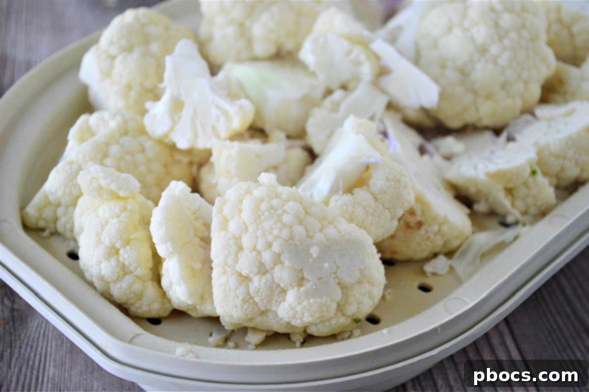 Steaming Cauliflower for Hummus