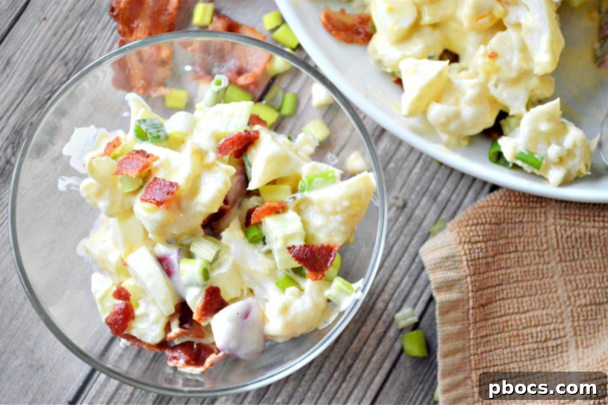 Loaded Fauxtatoes - Keto-friendly potato salad with bacon
