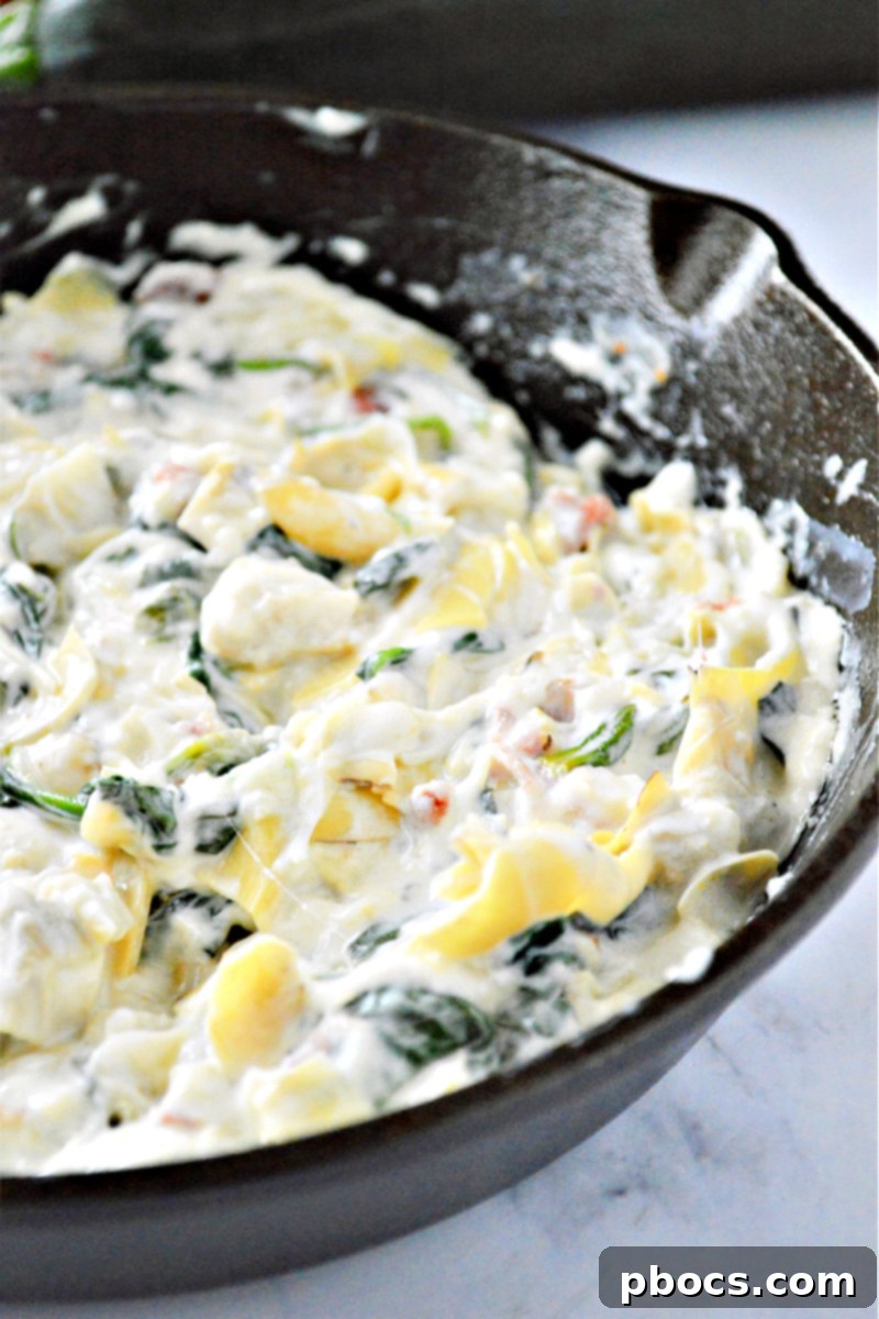 Finished Spinach Artichoke Dip Filling