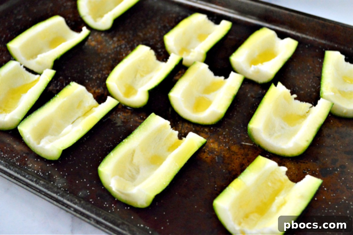 Preparing Zucchini Boats