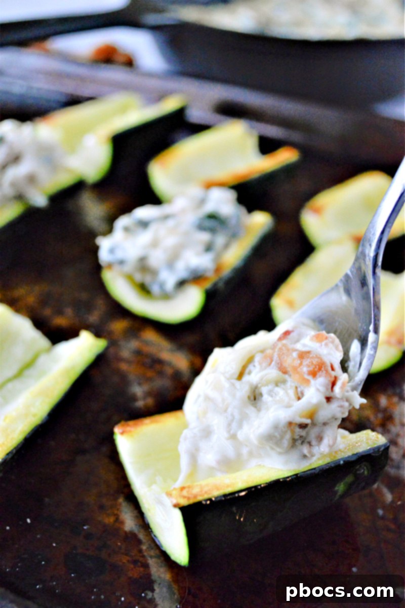 Filling Zucchini Boats with Dip
