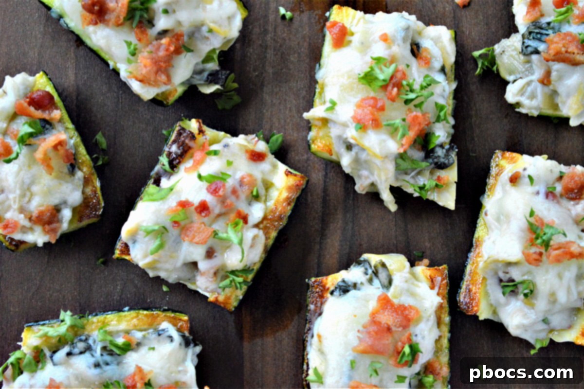Keto Spinach Artichoke Zucchini Bites with Bacon