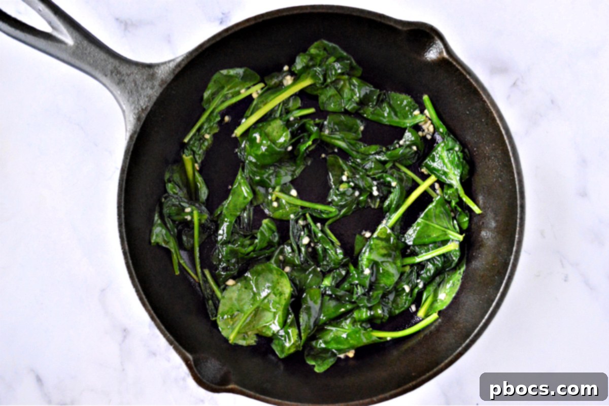 Sautéing Spinach for Dip