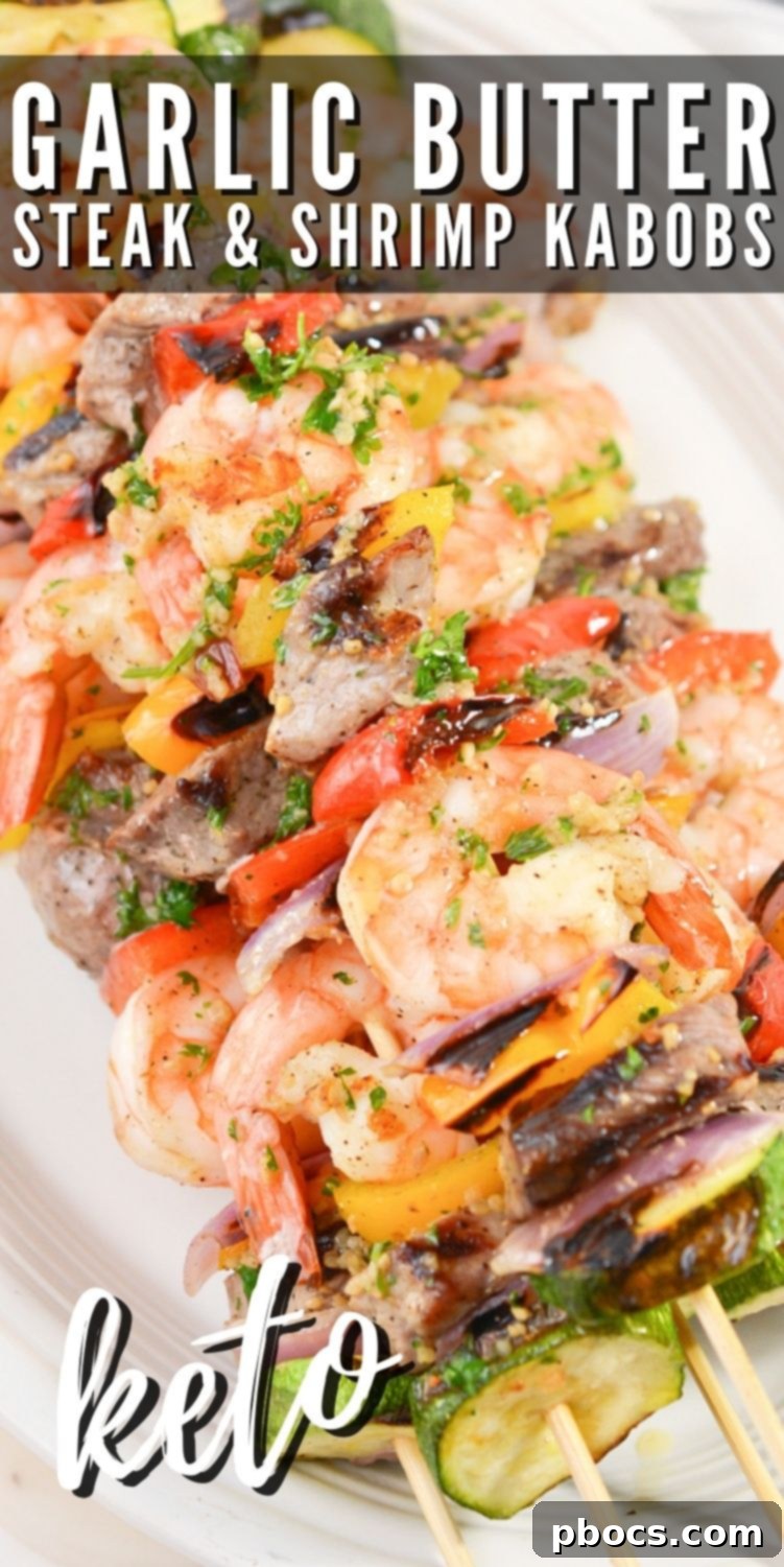 Keto Steak and Shrimp Kabobs