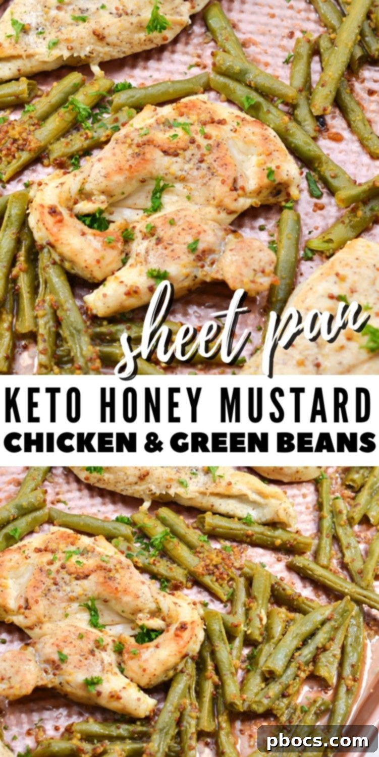 Keto Honey Mustard Chicken Recipe Pin - #honeymustardchicken #sheetpanchicken #ketochicken