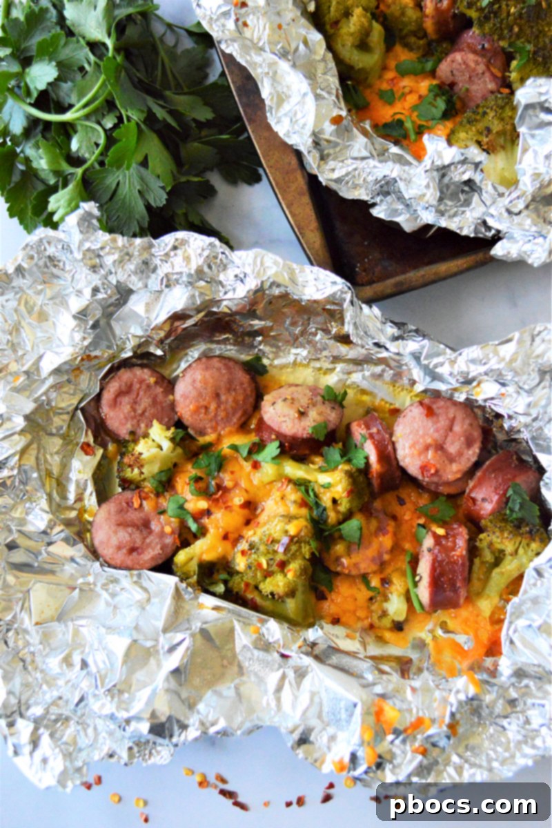 Flavorful Sausage Broccoli Foil Meals 2 Flavorful Sausage and Broccoli Foil Packets