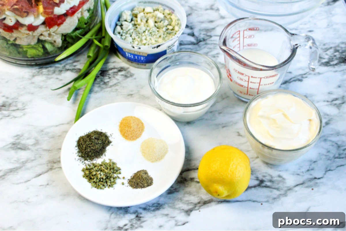 Smart Carb Chicken Cobb Trifle 12 Mixing the low-carb salad dressing ingredients