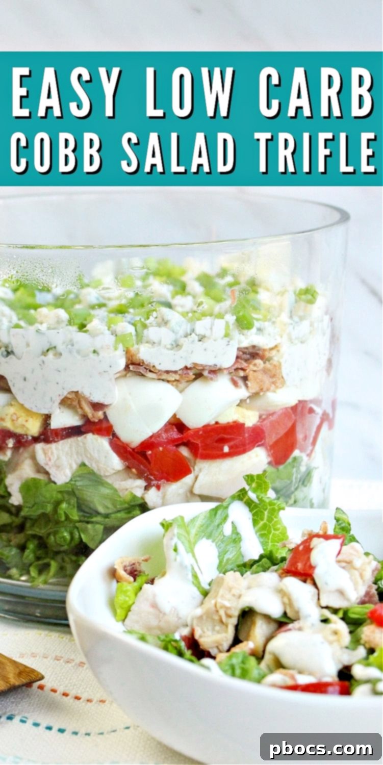 Smart Carb Chicken Cobb Trifle 16 Pin for later: Low-Carb Chicken Cobb Salad Trifle #lowcarbcobbsaladtrifel #cobbsaladtrifle