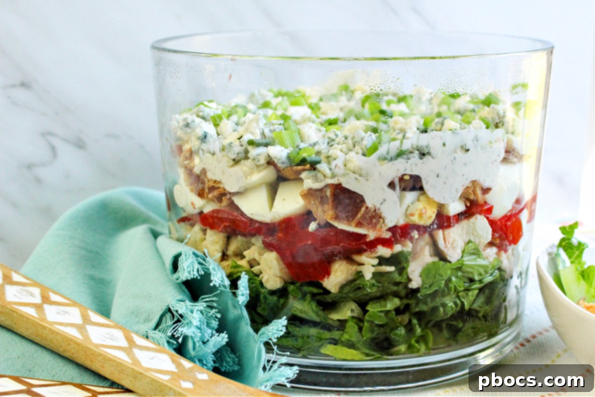 Smart Carb Chicken Cobb Trifle 3 Close-up of fresh ingredients for a Chicken Cobb Salad Trifle