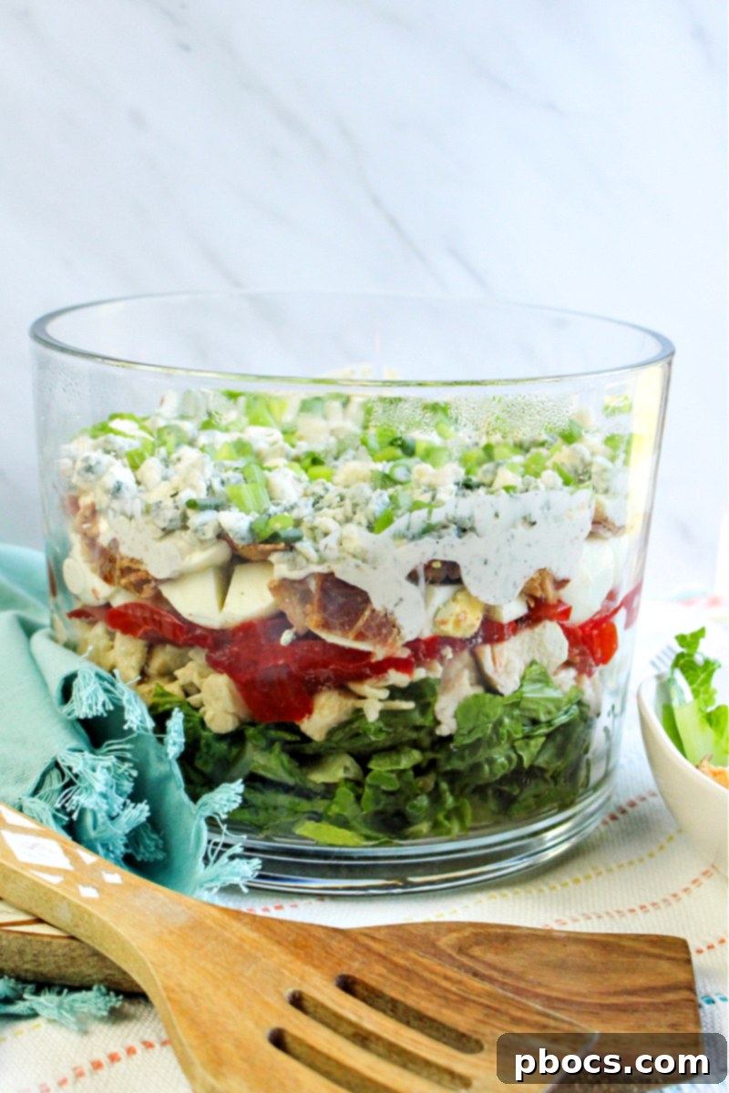 Smart Carb Chicken Cobb Trifle 6 Low-Carb Chicken Cobb Salad Trifle ready for a party
