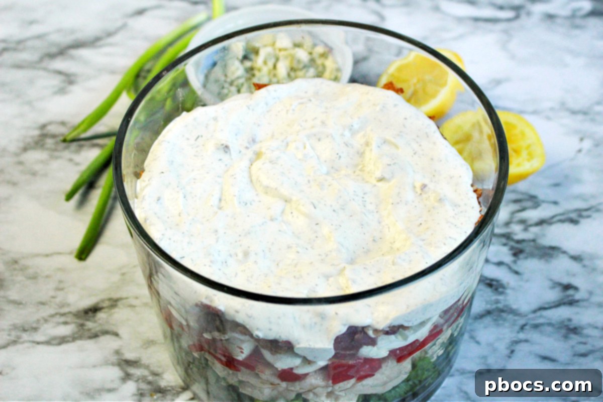 Smart Carb Chicken Cobb Trifle 9 Making creamy homemade low-carb salad dressing