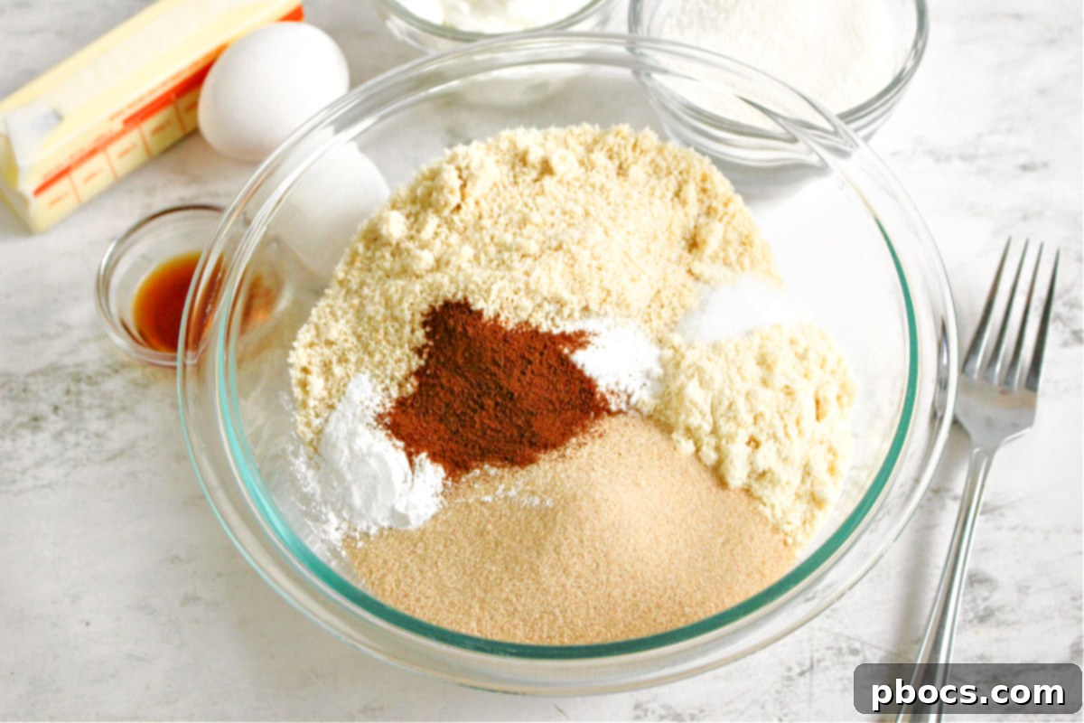 Whisking dry ingredients for low carb tiramisu cake