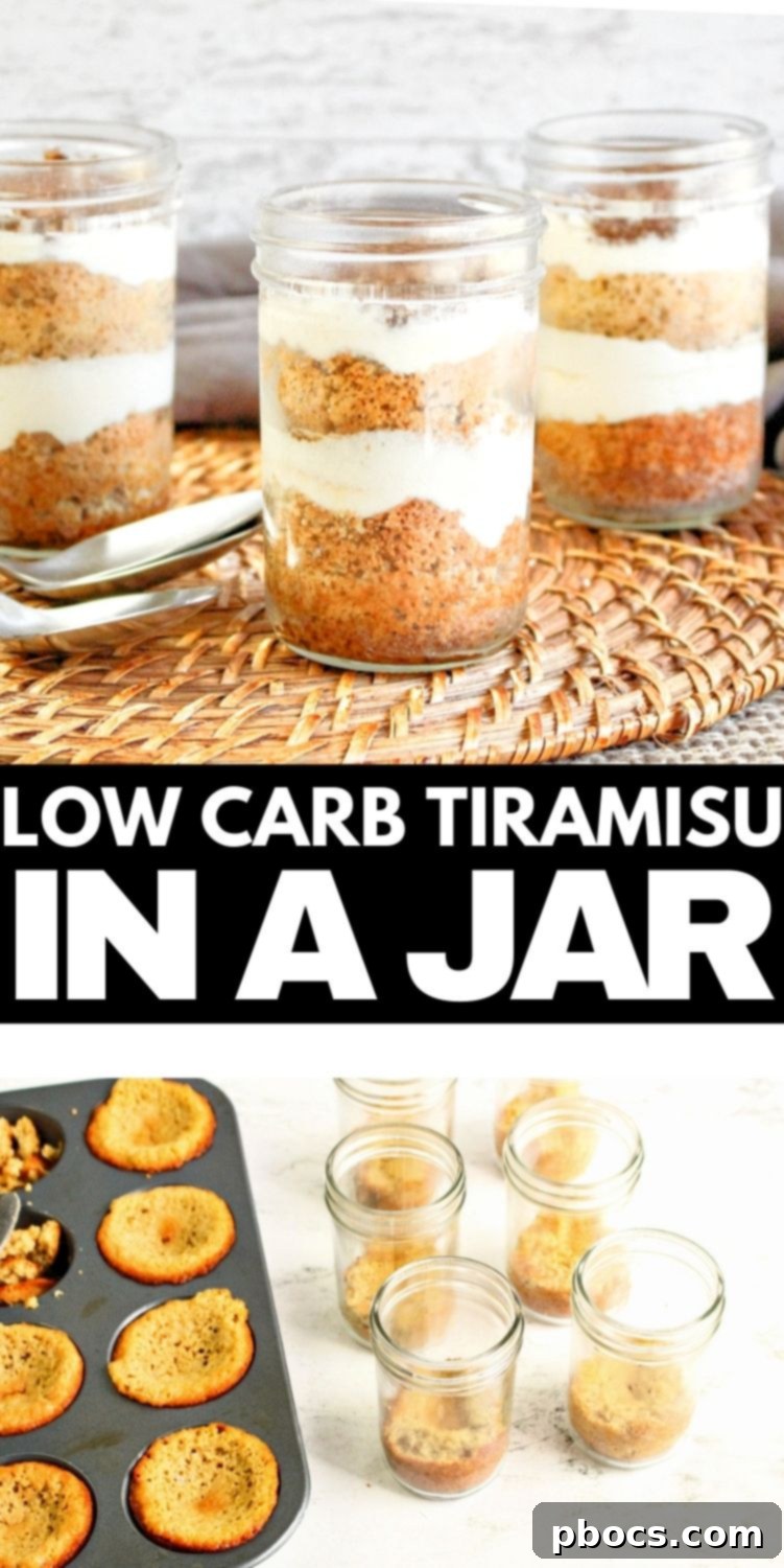 Low Carb Tiramisu In A Jar #lowcarbtiramisu #tiramisu - Pin for later