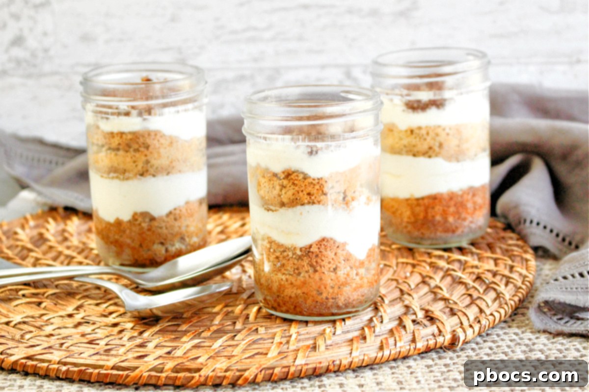 Low Carb Tiramisu In A Jar - Individual servings for easy enjoyment