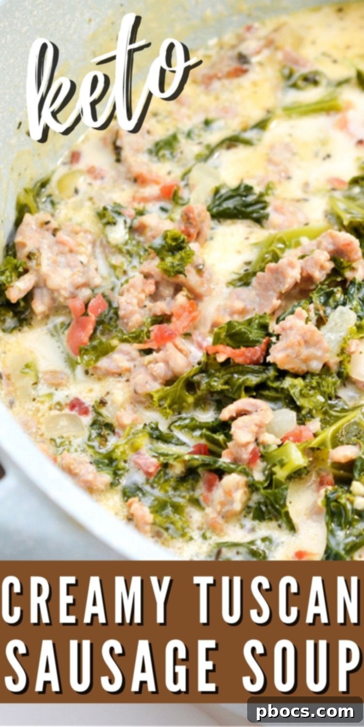 Keto Creamy Tuscan Sausage Soup
