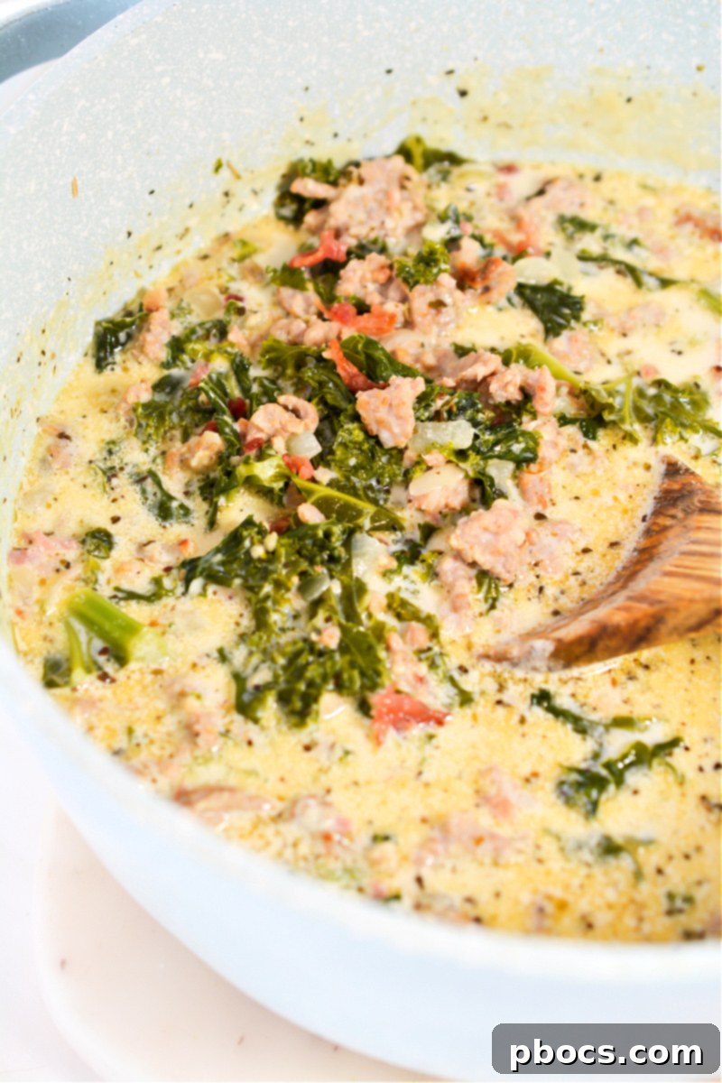 Keto Creamy Tuscan Sausage Soup
