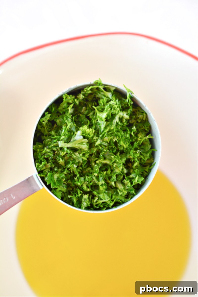 Ingredients for chimichurri sauce laid out before mixing