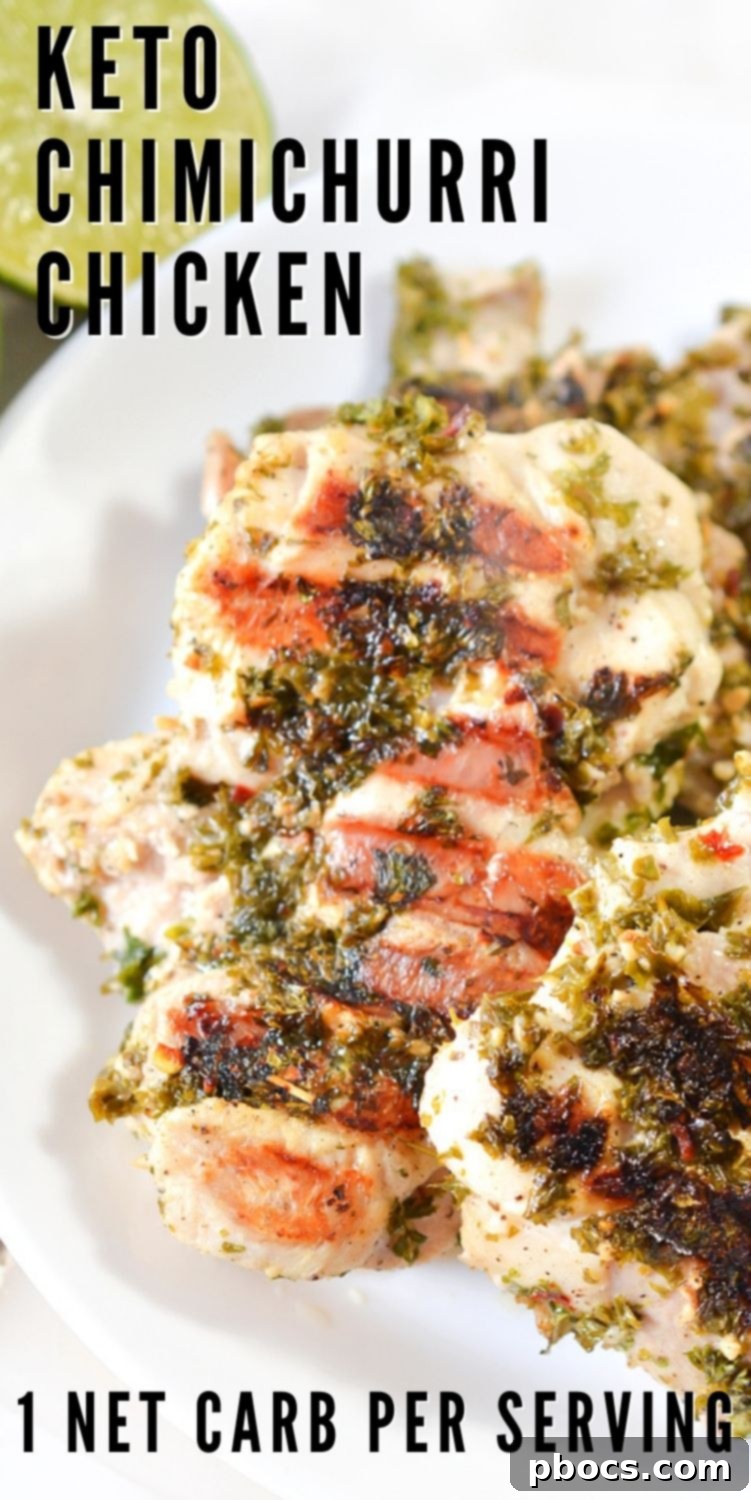 Pinterest graphic: Keto Chimichurri Chicken #ketochimichurrichicken #chimichurrichicken