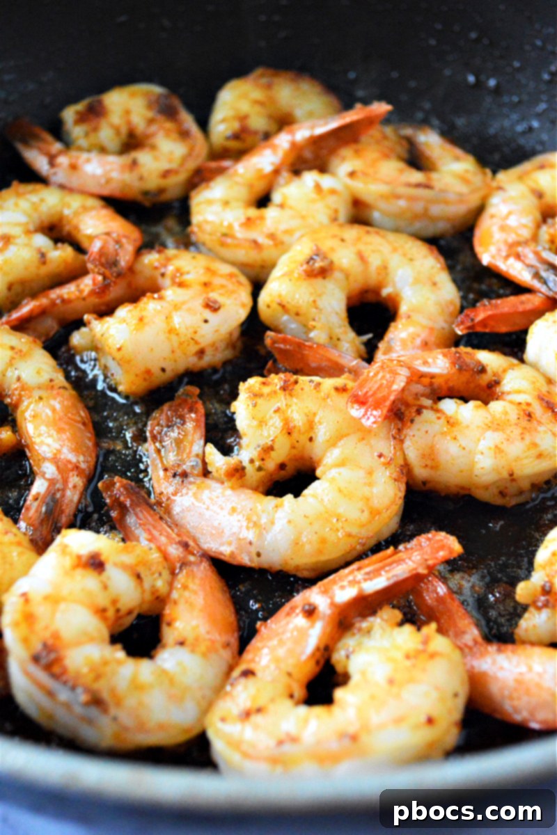 Step 5: Cooked shrimp ready for the salad.