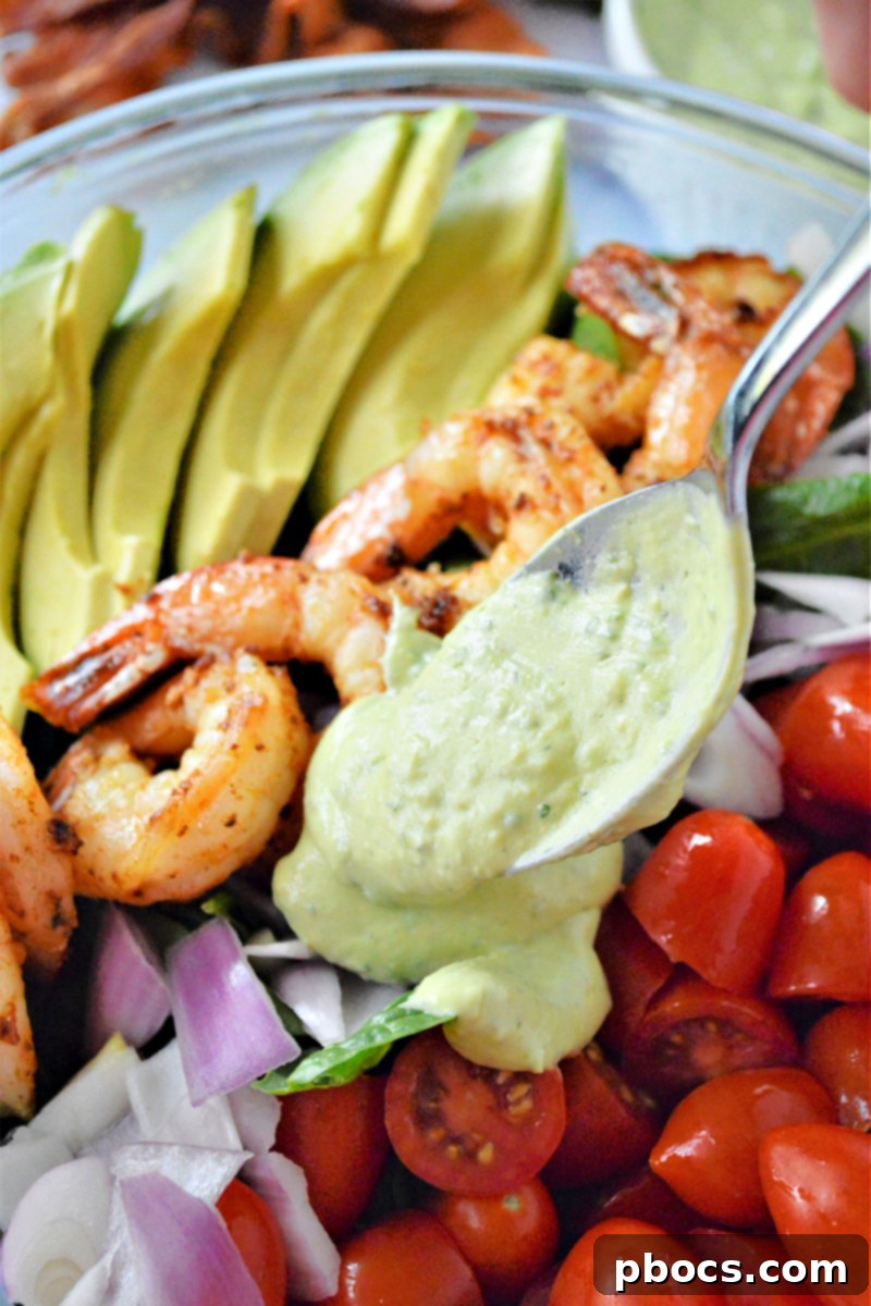 Rich and creamy Keto Avocado Ranch Dressing, the secret ingredient for an amazing salad.