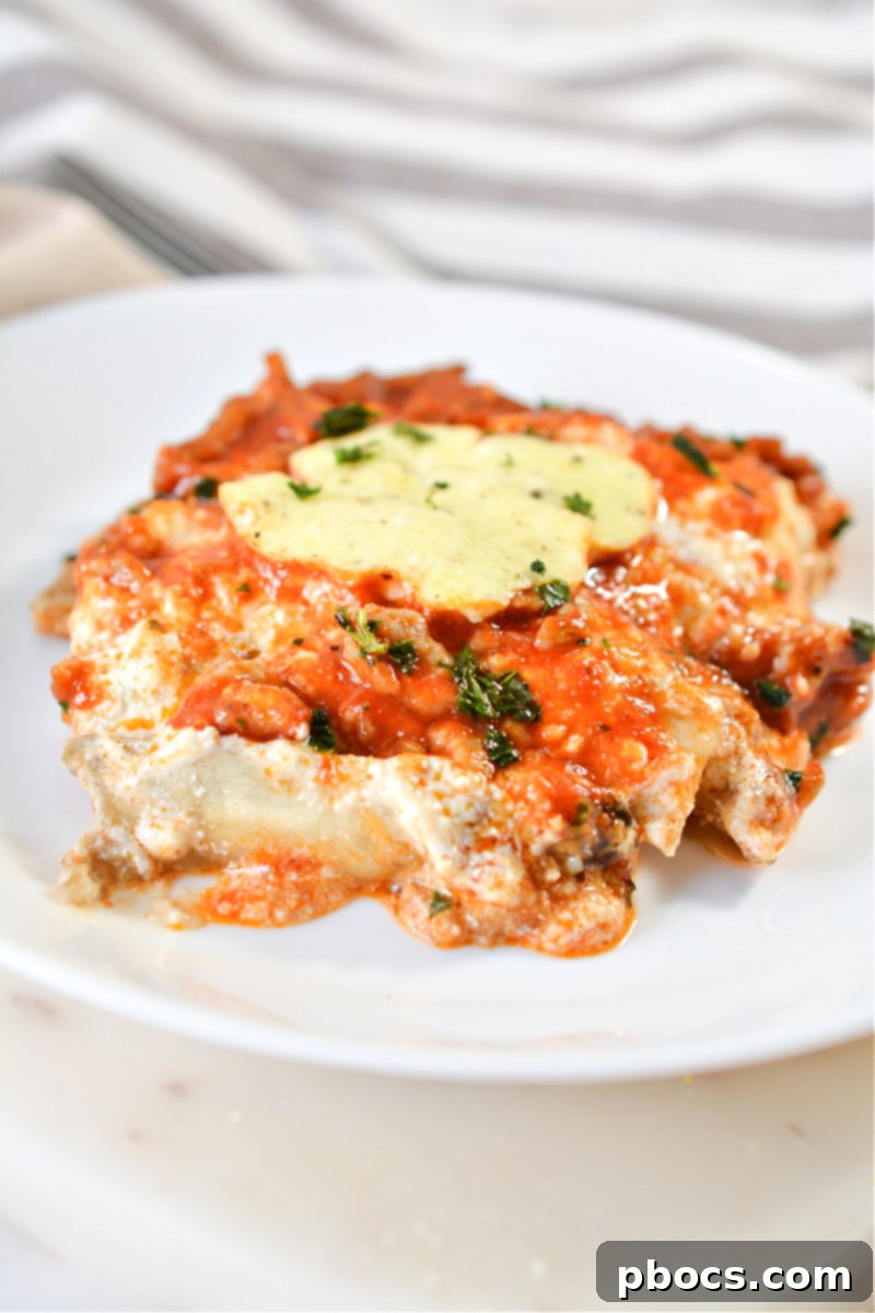 Baked Keto Eggplant Lasagna in a skillet