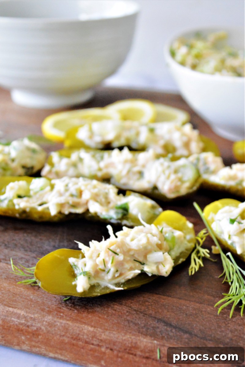 Zesty Low-Carb Dill Chicken Salad Pickle Boats 2 Dill Chicken Salad Pickle Boats (Low-Carb Recipe)