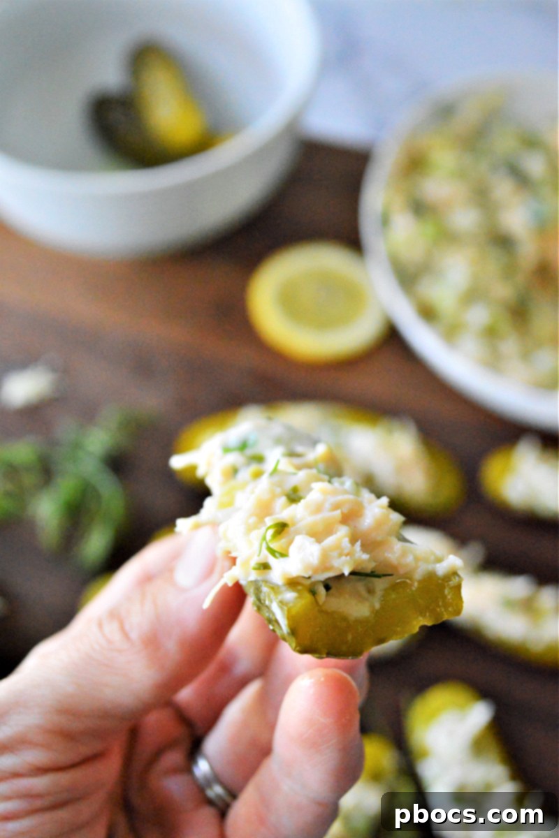 Zesty Low-Carb Dill Chicken Salad Pickle Boats 15 Dill Chicken Salad Pickle Boats (Low-Carb Recipe)