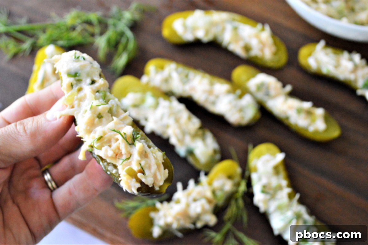 Zesty Low-Carb Dill Chicken Salad Pickle Boats 3 Dill Chicken Salad Pickle Boats (Low-Carb Recipe)