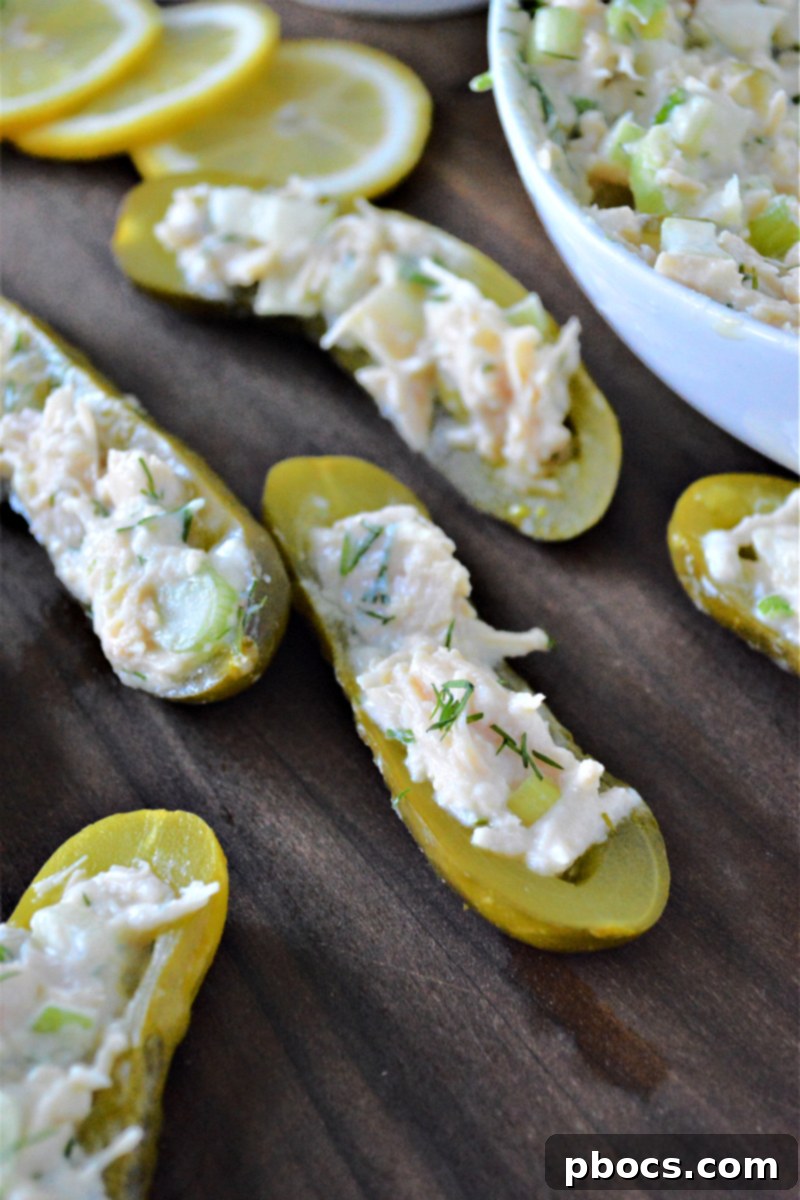 Zesty Low-Carb Dill Chicken Salad Pickle Boats 4 Dill Chicken Salad Pickle Boats (Low-Carb Recipe)