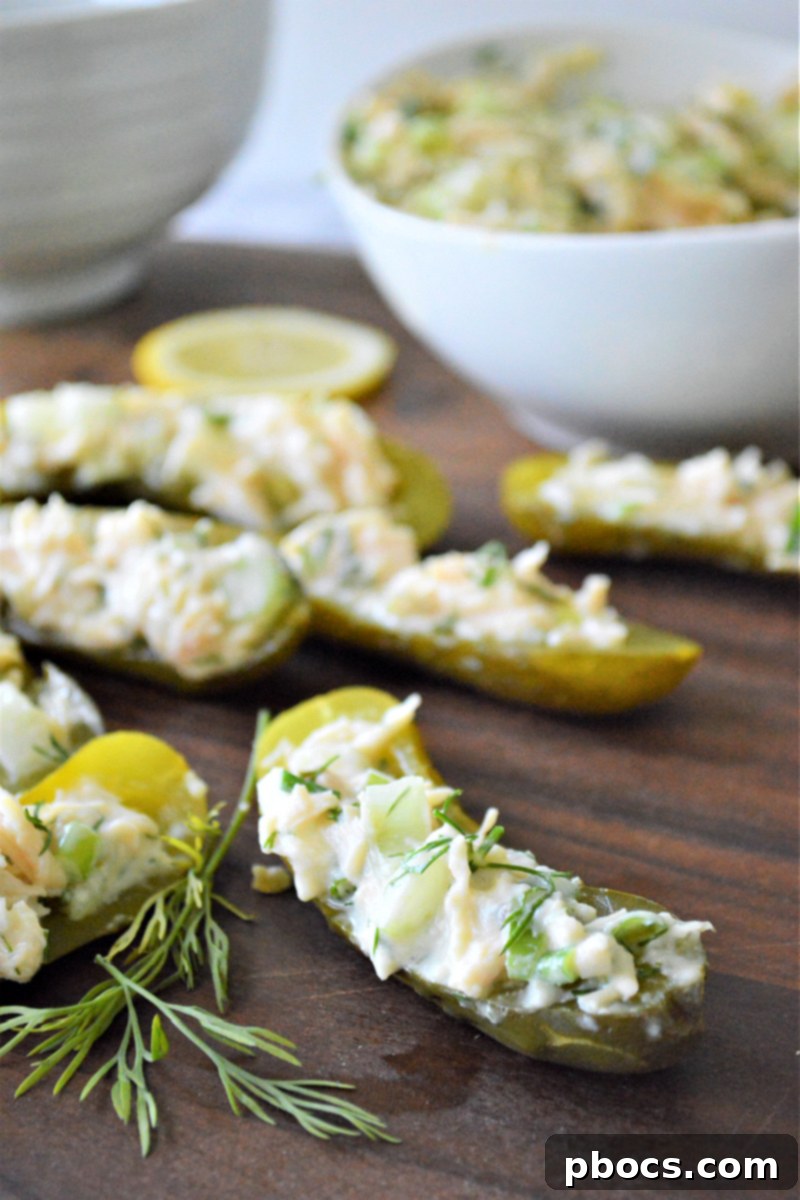 Zesty Low-Carb Dill Chicken Salad Pickle Boats 6 Dill Chicken Salad Pickle Boats (Low-Carb Recipe)