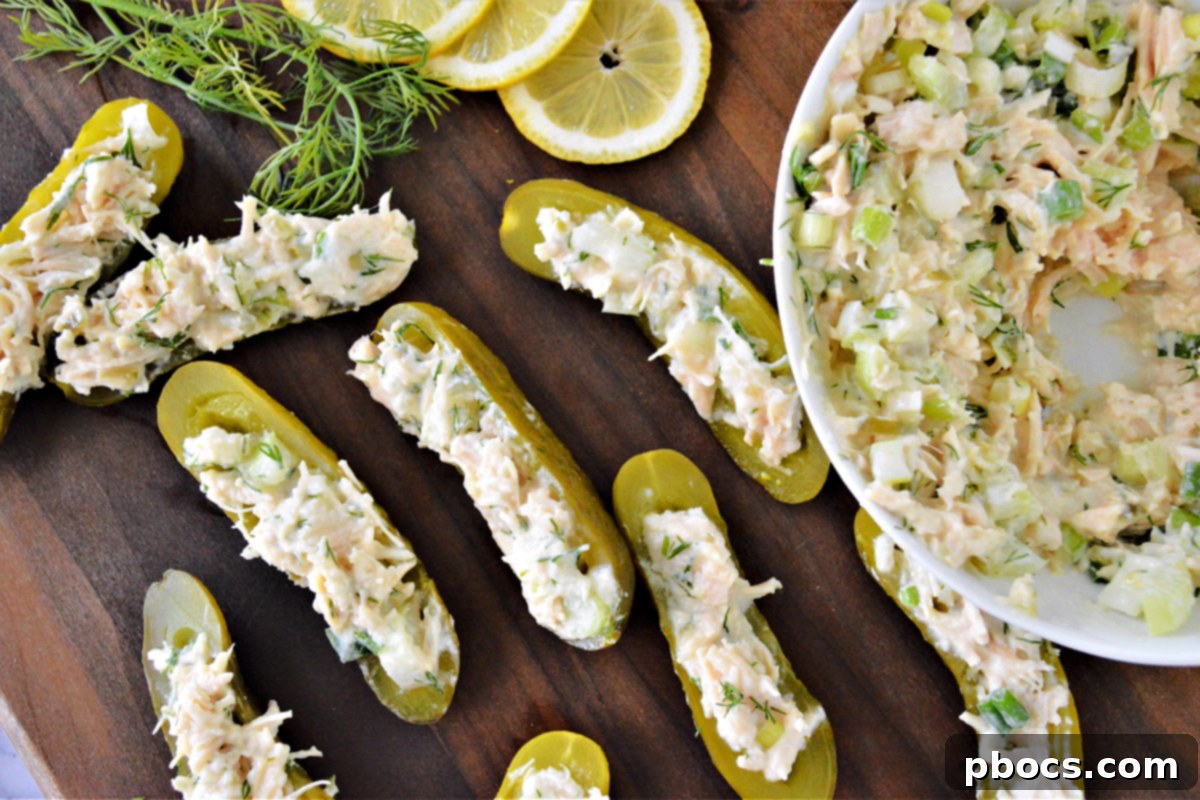 Zesty Low-Carb Dill Chicken Salad Pickle Boats 7 Dill Chicken Salad Pickle Boats (Low-Carb Recipe)