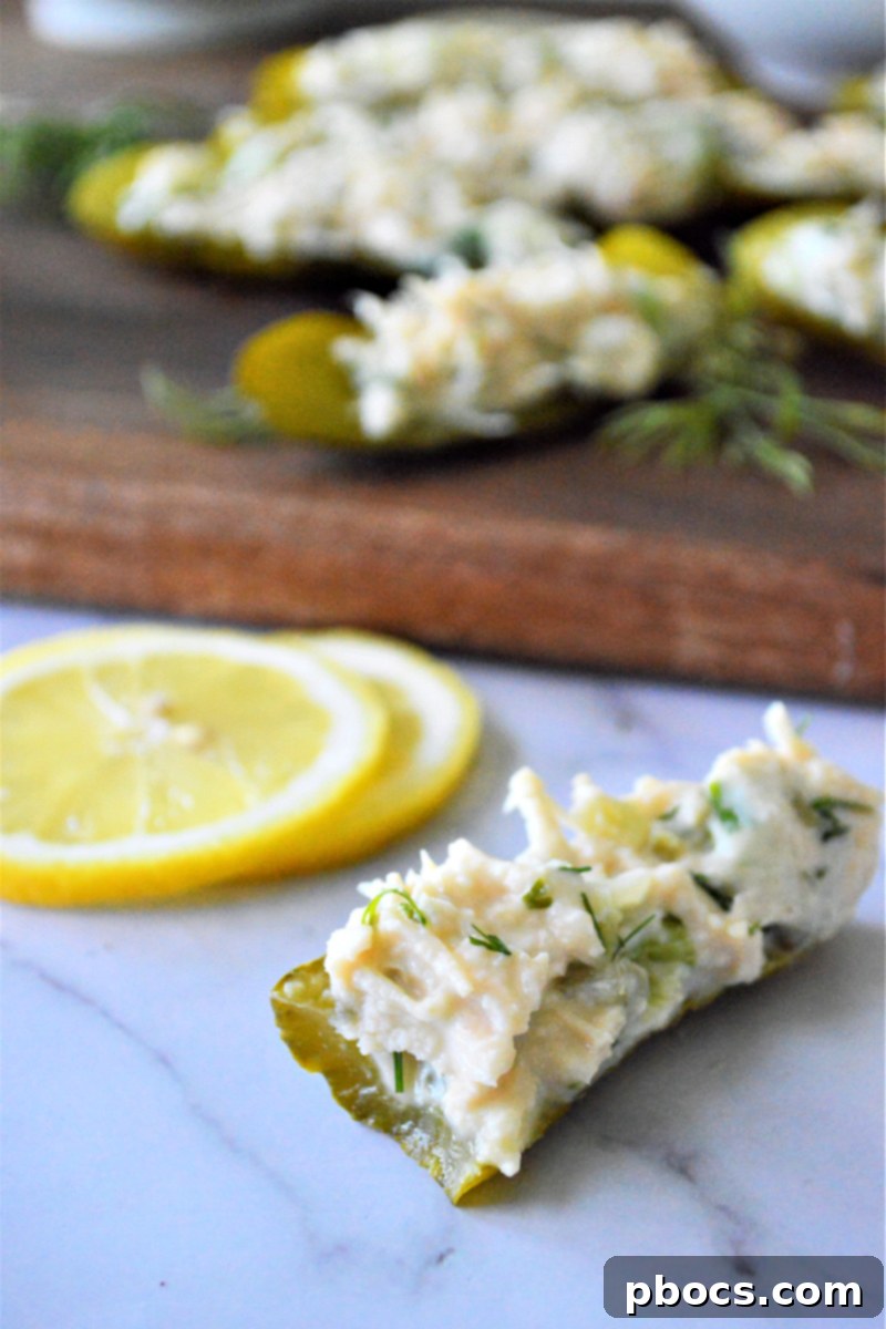 Zesty Low-Carb Dill Chicken Salad Pickle Boats 8 Dill Chicken Salad Pickle Boats (Low-Carb Recipe)