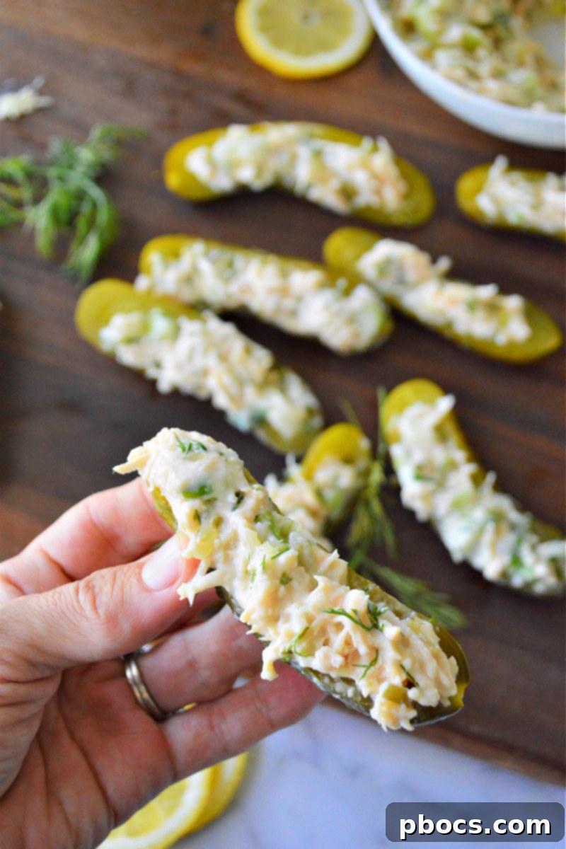 Zesty Low-Carb Dill Chicken Salad Pickle Boats 10 Dill Chicken Salad Pickle Boats (Low-Carb Recipe)