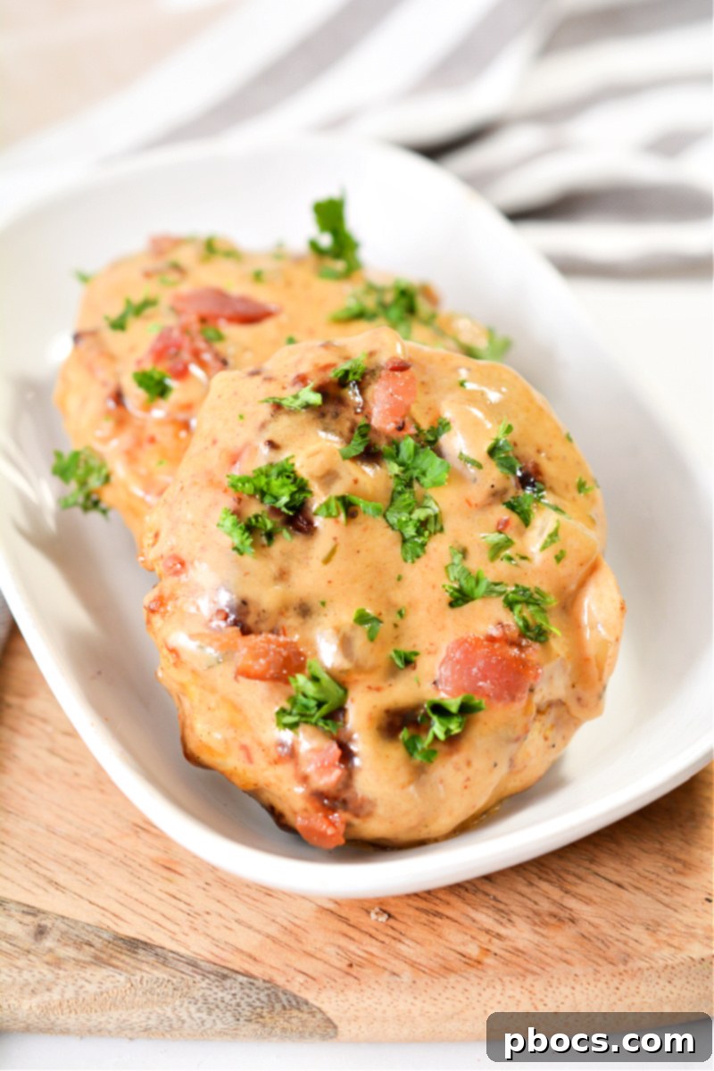 A close-up of a skillet filled with rich and creamy keto garlic chicken